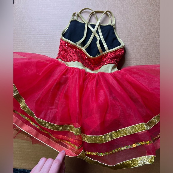 Weissman Gold Metallic Ribbon and Sequin Tutu Dress Size Child Small Red - Picture 8 of 9